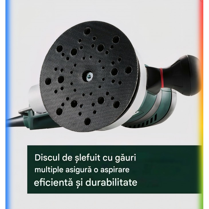 Slefuitor excentric 350W Metabo SXE 450 TurboTec 600129000, orbit reglabil Duo, TurboBoost, viteza variabila, talpa 150 mm, cablu 4 m