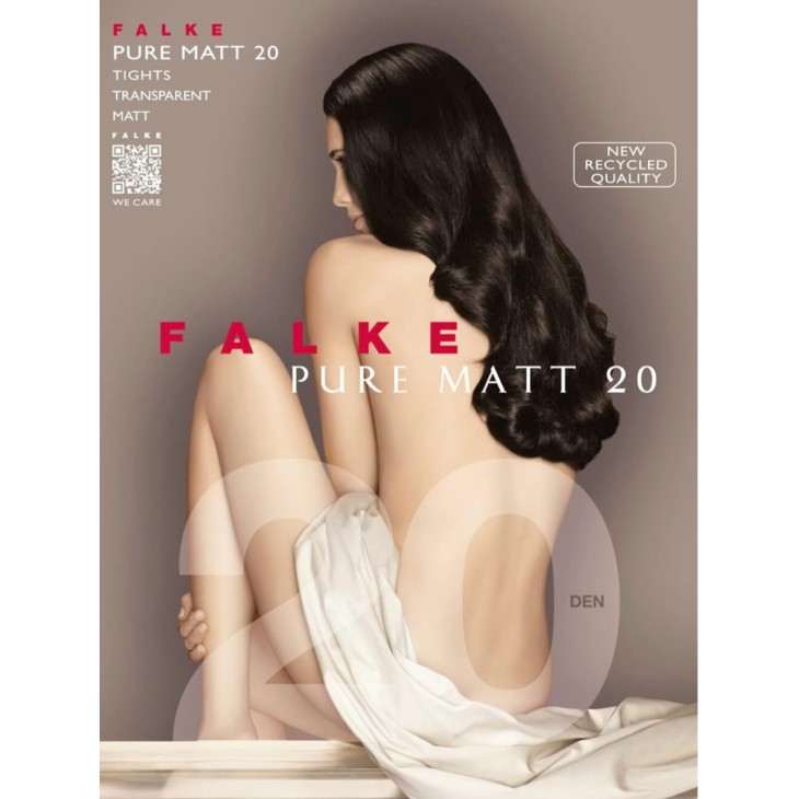 Dres dama, FALKE Pure Matt 20 DEN, rezistent la rupere, talie confort fara presiune, varf intarit, marime M, EU 40-42, coapse 89-102 cm, greutate 54-63 kg, inaltime 155-168 cm, transparent powder