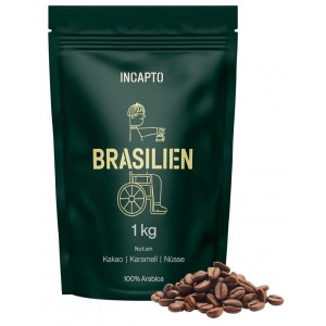 Cafea boabe Incapto Specialty Coffee 1 kg, Single Origin Brazil Minas Gerais, 100% Arabica pentru espresso, scor 84 puncte SCA, prajire traditionala