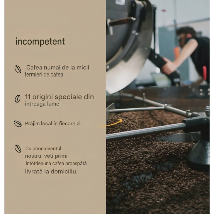 Cafea boabe Incapto Specialty Coffee 1 kg, Single Origin Brazil Minas Gerais, 100% Arabica pentru espresso, scor 84 puncte SCA, prajire traditionala