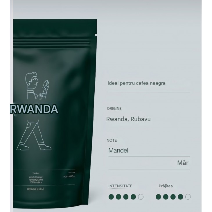 Cafea boabe Incapto Specialty Coffee 1 kg, Single Origin Rwanda Rubavu Nyamyumba, 100% Arabica pentru espresso, scor 86 puncte SCA, prajire traditionala