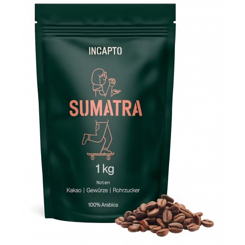Cafea boabe Incapto Specialty Coffee 1 kg, Single Origin Sumatra Aceh Trenggiling, 100% Arabica pentru espresso, scor 85 puncte SCA, prajire traditionala