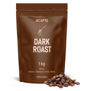 Cafea boabe Incapto Dark Roast 1 kg, Single Origin Brazil Minas Gerais, 100% Arabica pentru espresso, extra strong, continut ridicat de cofeina