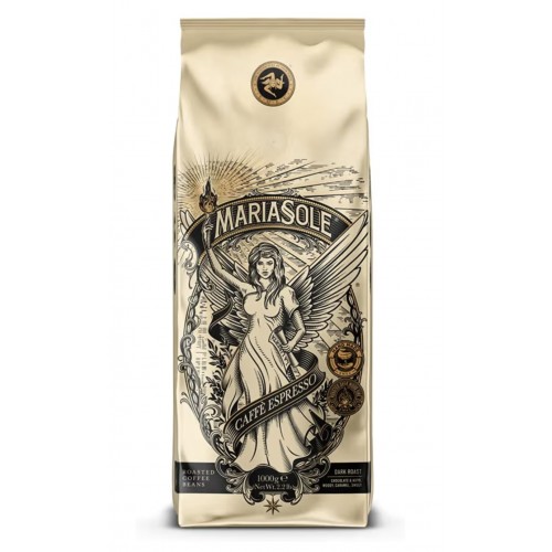 Cafea boabe Mariasole Caffè Espresso 1 kg, prajire traditionala pe foc de lemne in Sicilia, premium, pentru espresso, compatibila automate si portafiltru