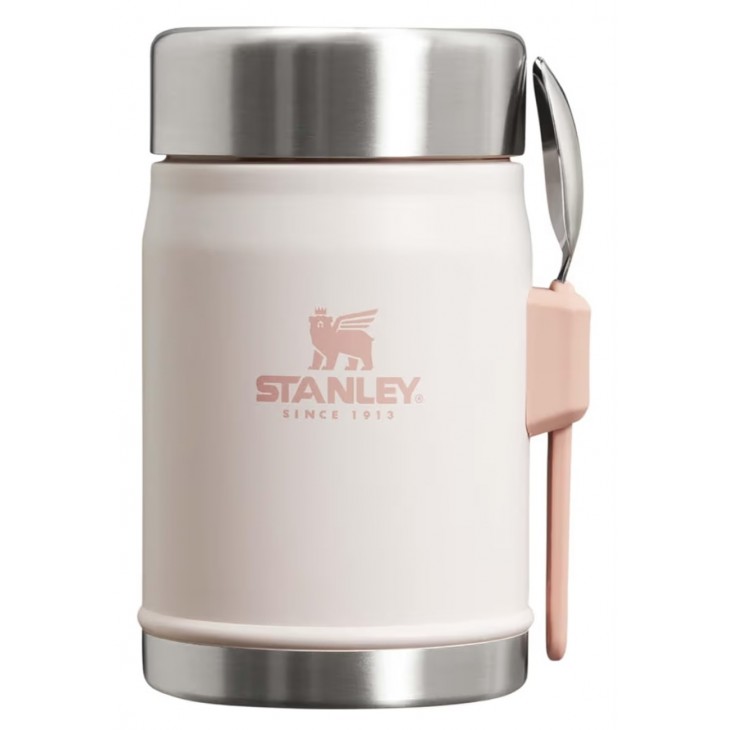 Recipient termic alimente Stanley Classic Legendary, 400 ml, inox, menține cald/rece până la 7 ore, cu spork inclus, capac etanș, BPA Free, compatibil mașină de spălat vase, Roz 