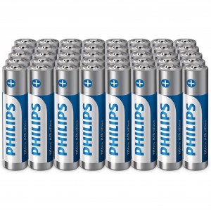 Set 40 baterii AAA alcaline Philips Ultra, performanță fiabilă, durată lungă de viață, pentru telecomenzi, jucării și dispozitive mici