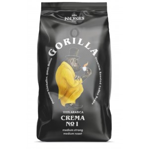 Cafea boabe Joerges Espresso Gorilla Crema No.1 Dark Roast, 1 kg, prăjire intensă, cremă densă, gust puternic, pentru espresso și cappuccino