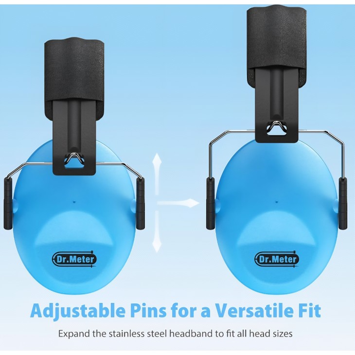 Casti antifonice copii Dr.meter, protectie auditiva pasiva SNR 27dB, design ergonomic, pentru scoala, somn, invatare, autism, instrumente muzicale, Blue, termen livrare 7-8 zile