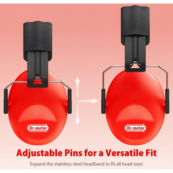 Casti antifonice copii Dr.meter, protectie auditiva pasiva SNR 27dB, design ergonomic, pentru scoala, somn, invatare, autism, instrumente muzicale, Rosu, termen livrare 7-8 zile