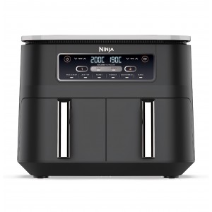 Friteuză cu aer cald Ninja AF300EU Dual Zone, 2470W, Capacitate 7.6L, 2 Compartimente Independente, 6 Funcții de Gătire, Economie Energie până la 65%, Negru/Gri, termen livrare 7-8 zile