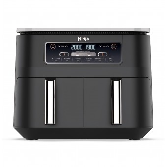 Friteuză cu aer cald Ninja AF300EU Dual Zone, 2470W, Capacitate 7.6L, 2 Compartimente Independente, 6 Funcții de Gătire, Economie Energie până la 65%, Negru/Gri, termen livrare 7-8 zile