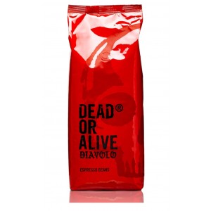 Cafea boabe DEAD OR ALIVE Diavolo 1 kg, Espresso Extra Dark, 100% Robusta, extrem de tare, aciditate scăzută, cremă stabilă, prăjire Napoli