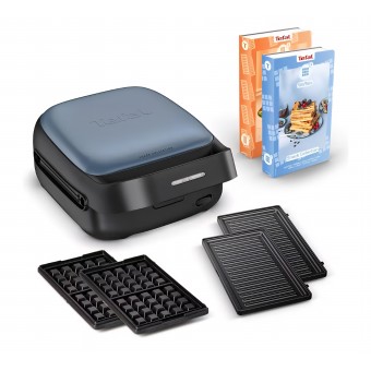 Aparat pentru sandvisuri si waffle Tefal Snack Collection SW8674F0, 700W, 2 seturi placi detasabile incluse, invelis antiaderent, economisire spatiu, carti de retete incluse, livrare 7-8 zile, negru/albastru