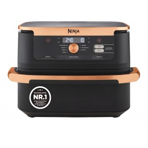 Friteuză cu aer cald Ninja Foodi FlexDrawer Dual Zone AF500EUCP, capacitate 10.4 L, compartimente dual zone cu separator detașabil, înveliș antiaderent, coș compatibil mașină de spălat vase, 7 funcții în 1, negru și cupru, termen livrare 7-8 zile