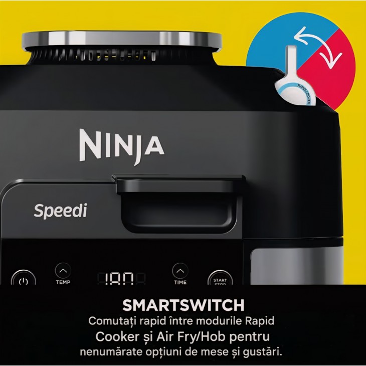 Multicooker Ninja Speedi ON500EU, 12 programe, 5.7L, Air Fryer, Slow Cooker, Grill, Coacere, Funcție Speedi Rapid Meals, 1760W, Negru, termen livrare 7-8 zile