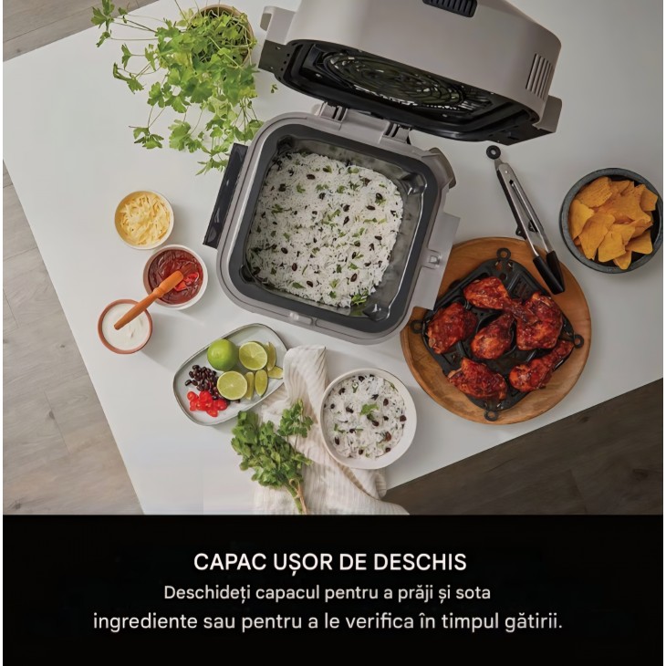 Multicooker Ninja Speedi ON500EUSTGD, 12 programe, 5.7L, Air Fryer, Slow Cooker, Grill, Coacere, Rapid Cooking System, 1760W, Stone Gold, termen livrare 7-8 zile