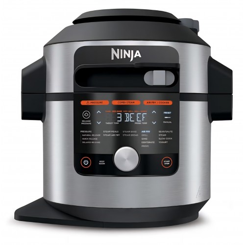 Multicooker Ninja Foodi MAX SmartLid OL750EU, 14 programe, 7.5L, Oală sub presiune, Air Fryer, Grill, Coacere, Termometru digital, Smart Cook System, 1760W, Inox, termen livrare 7-8 zile