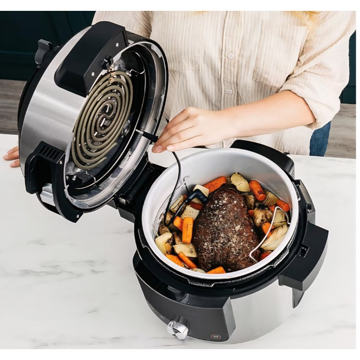 Multicooker Ninja Foodi MAX SmartLid OL750EU, 14 programe, 7.5L, Oală sub presiune, Air Fryer, Grill, Coacere, Termometru digital, Smart Cook System, 1760W, Inox, termen livrare 7-8 zile