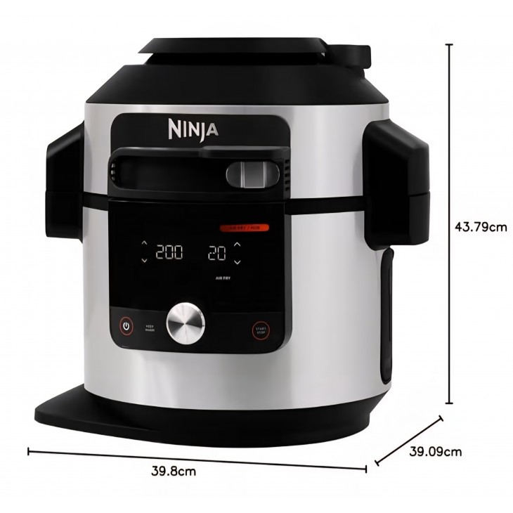Multicooker Ninja Foodi MAX SmartLid OL750EU, 14 programe, 7.5L, Oală sub presiune, Air Fryer, Grill, Coacere, Termometru digital, Smart Cook System, 1760W, Inox, termen livrare 7-8 zile