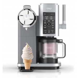 Aparat de înghețată Ninja CREAMi Scoop & Swirl NC701EU, 2 recipiente incluse, 13 funcții, pentru înghețată, soft ice cream, gelato, sorbet, milkshake și altele, funcție Mix-In, argintiu platinum, termen livrare 7-8 zile