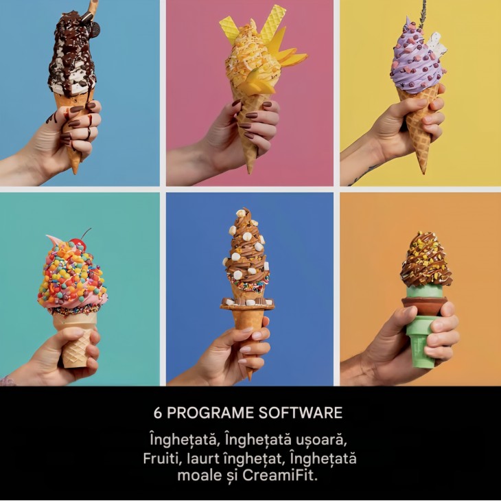 Aparat de înghețată Ninja CREAMi Scoop & Swirl NC701EU, 2 recipiente incluse, 13 funcții, pentru înghețată, soft ice cream, gelato, sorbet, milkshake și altele, funcție Mix-In, argintiu platinum, termen livrare 7-8 zile