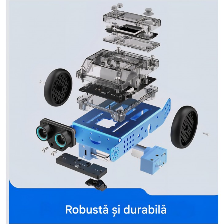Robot programabil Makeblock mBot 2 pentru copii de la 8 ani, conexiune WiFi, compatibil Scratch și Python, kit educațional STEM inteligent, ideal pentru cadou
