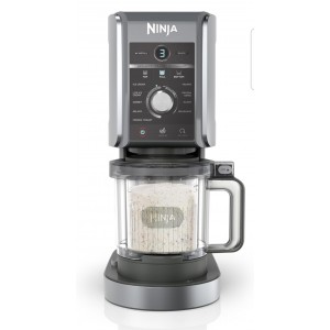 Aparat pentru înghețată și băuturi reci Ninja CREAMi Deluxe NC502EU, 2 recipiente incluse, 10 funcții, pentru înghețată, gelato, sorbet, iaurt înghețat, milkshake, slush și altele, opțiune 2 în 1 pentru arome, argintiu, termen livrare 7-8 zile
