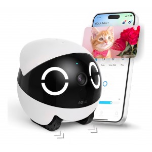 Robot cameră inteligentă Enabot EBO ROLA Mini FamilyBot, cameră 2K pentru animale de companie, cameră mobilă de interior, apel rapid, audio bidirecțional, vedere nocturn, livrare 7-8 zile