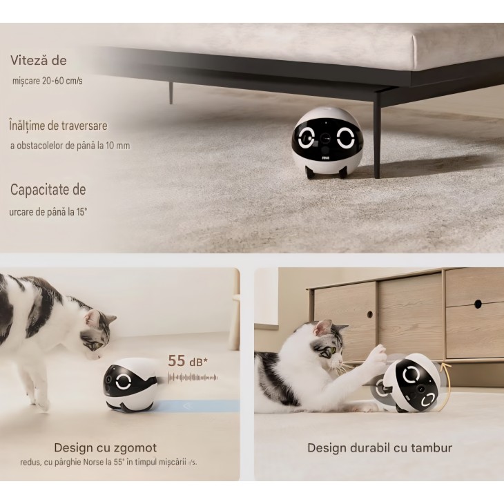 Robot cameră inteligentă Enabot EBO ROLA Mini FamilyBot, cameră 2K pentru animale de companie, cameră mobilă de interior, apel rapid, audio bidirecțional, vedere nocturn, livrare 7-8 zile