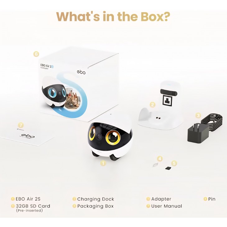 Robot Enabot EBO Air 2S pentru casă și animale, cameră mobilă 2.5K, audio bidirecțional, livrare 7-8 zile