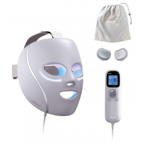 Masca faciala LED, Shark CryoGlow FW312EUPL, terapie cu lumină, răcire pentru zona ochilor, efect anti-aging, lumină roșie și albastră, alimentare USB-C, telecomandă, livrare 7-8 zile