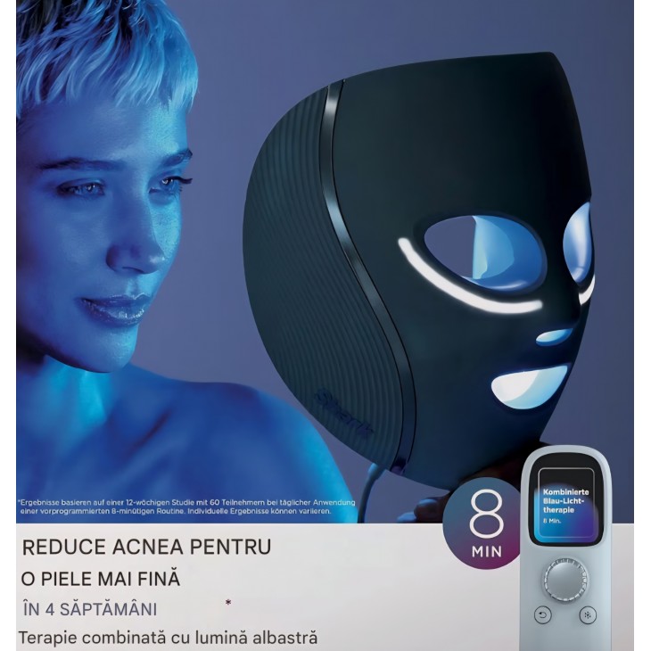 Masca faciala LED, Shark CryoGlow FW312EUPL, terapie cu lumină, răcire pentru zona ochilor, efect anti-aging, lumină roșie și albastră, alimentare USB-C, telecomandă, livrare 7-8 zile
