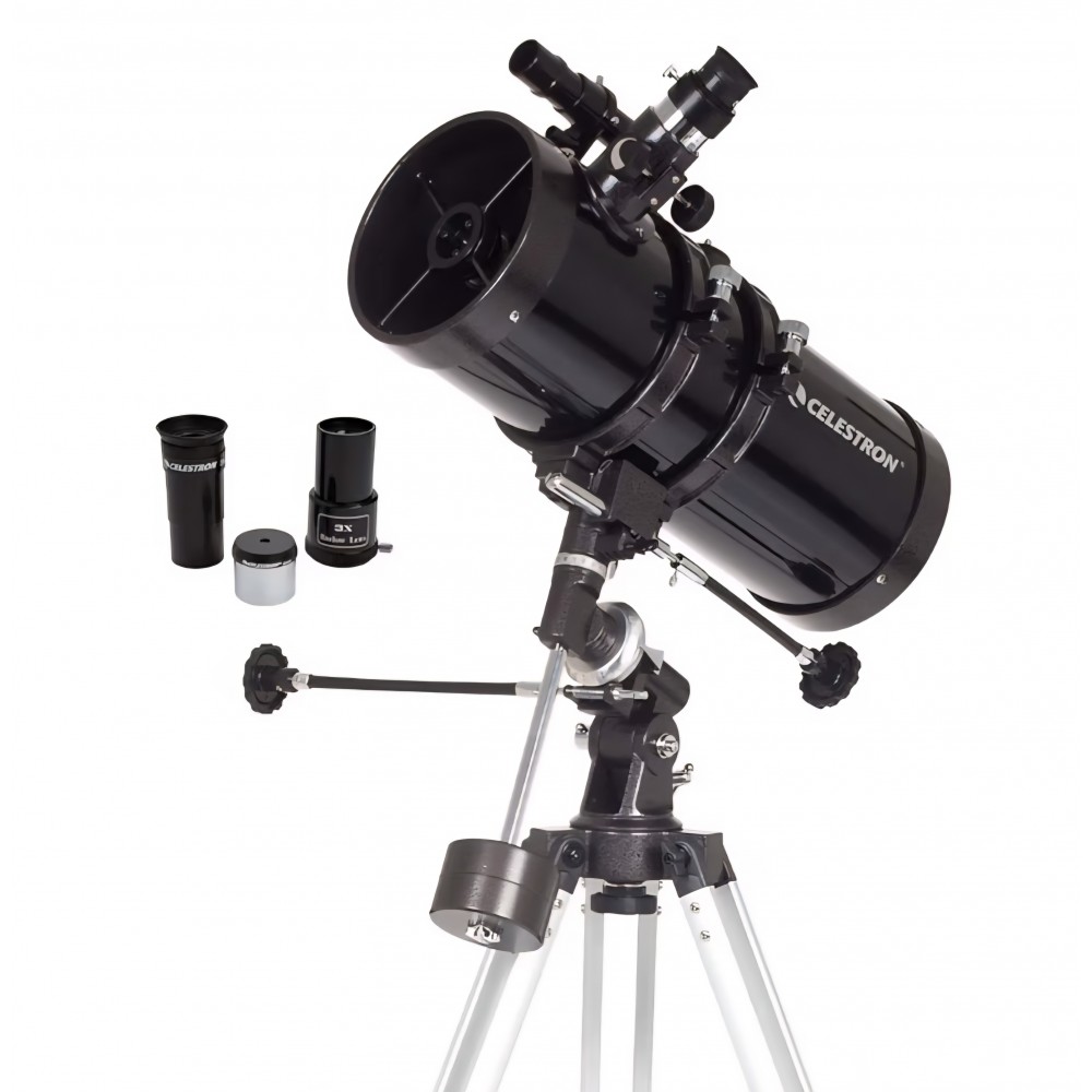 Telescop astronomic Celestron PowerSeeker 127EQ, reflector Newtonian 127 mm, montură ecuatorială germană EQ, trepied din aluminiu, lentilă Barlow 3x, accesorii incluse, negru