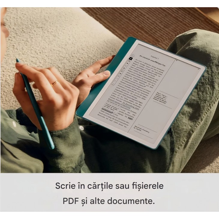 eBook Reader Amazon Kindle Scribe 16 GB, ecran redesenat cu margini uniforme, functie de scriere in carti si documente, sumarizare si rafinare notite, Premium Pen inclus, Wi-Fi, Tungsten Grey