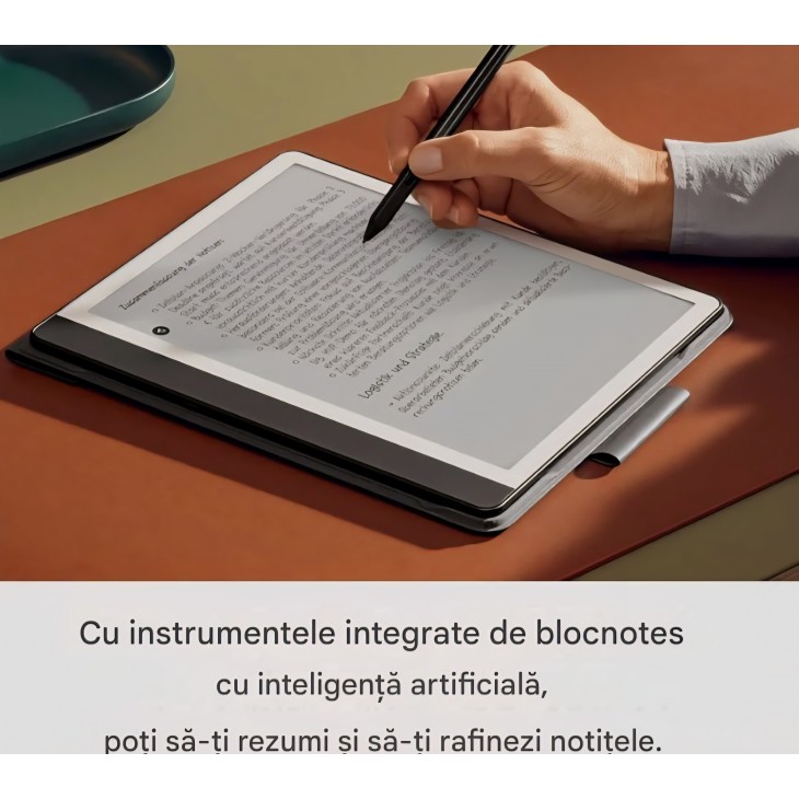 eBook Reader Amazon Kindle Scribe 16 GB, ecran redesenat cu margini uniforme, functie de scriere in carti si documente, sumarizare si rafinare notite, Premium Pen inclus, Wi-Fi, Tungsten Grey