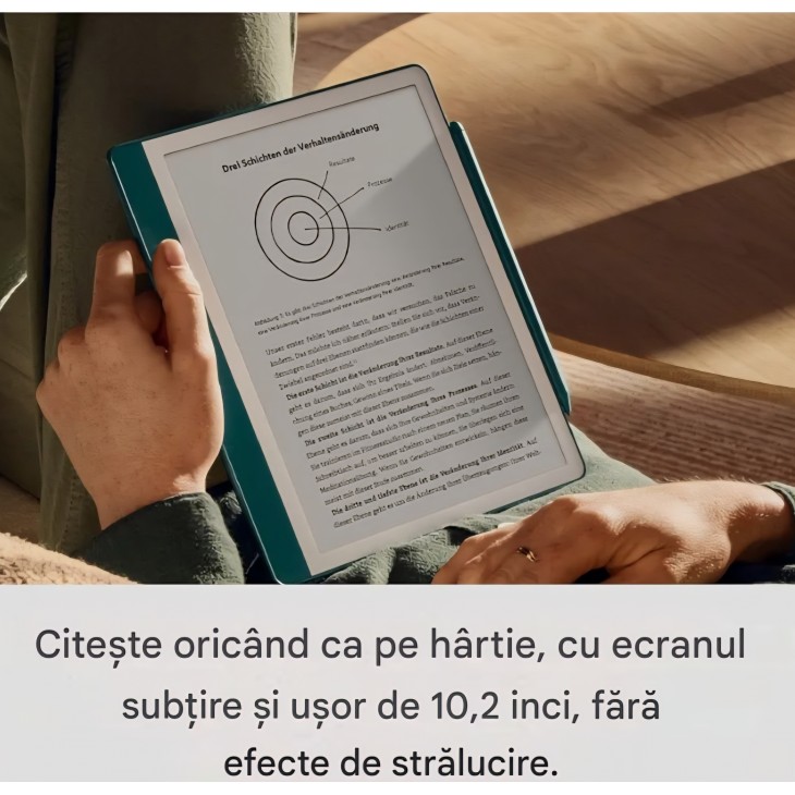eBook Reader Amazon Kindle Scribe 16 GB, ecran redesenat cu margini uniforme, functie de scriere in carti si documente, sumarizare si rafinare notite, Premium Pen inclus, Wi-Fi, Tungsten Grey