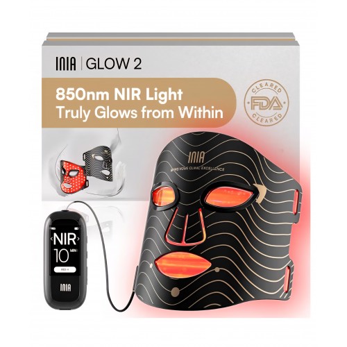 Mască facială LED INIA pentru terapie cu lumină, 4 moduri, lumină roșie, albastră și NIR 850 nm, 220 LED-uri, baterie reîncărcabilă 2600 mAh, anti-aging, termen livrare 7-8 zile