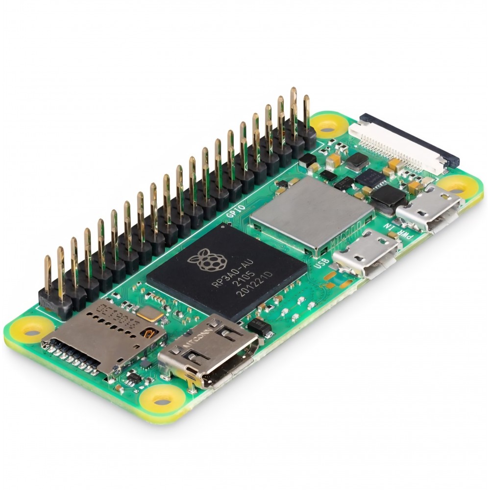 Mini PC Raspberry Pi Zero 2 WH, 512 MB RAM, procesor quad-core 1.0 GHz, Wi-Fi, Bluetooth, GPIO pre-lipit, mini HDMI, micro USB, livrare 7-8 zile