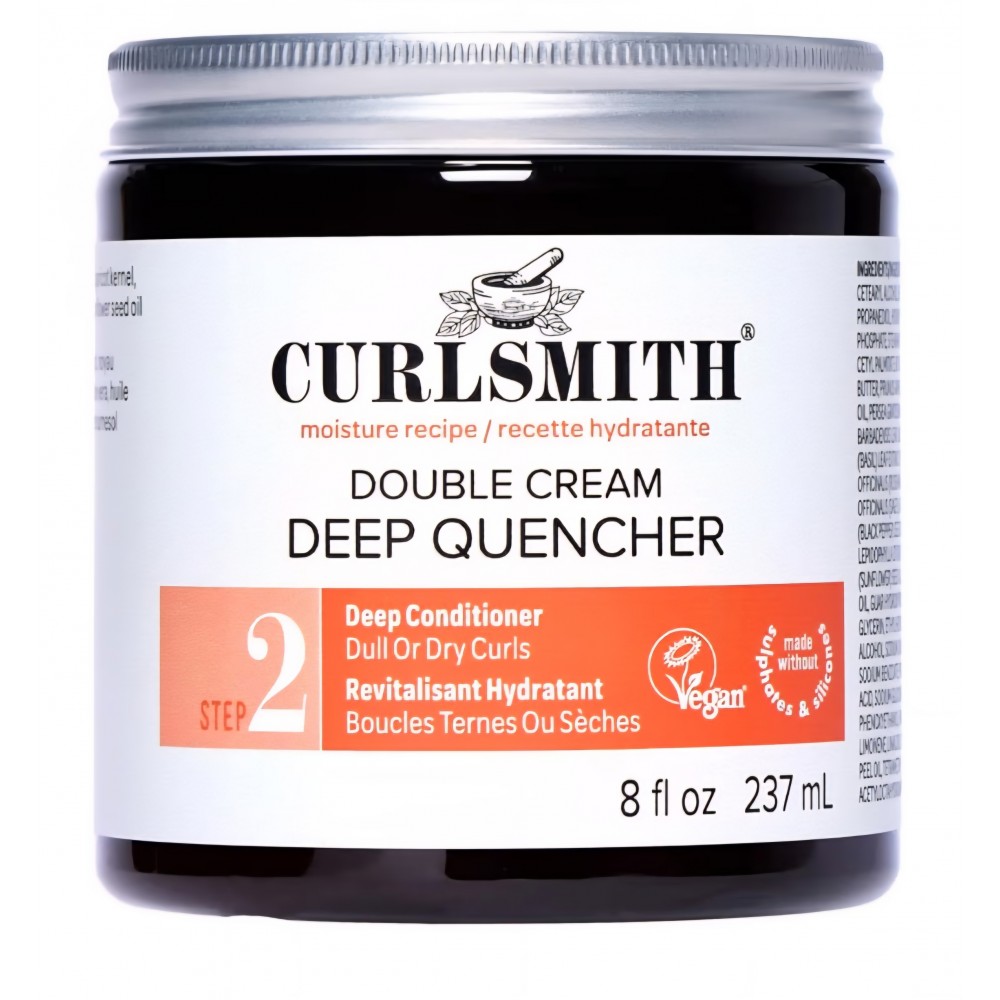 Mască intensivă pentru păr creț Curlsmith Double Cream Deep Quencher, hidratare și descurcare, pentru toate tipurile de bucle, vegană, 237 ml