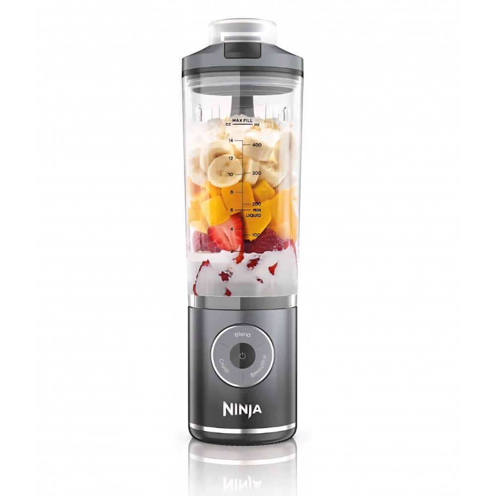 Blender portabil Ninja Blast Max BC251EUGY, 570 ml, reîncărcabil, 3 funcții, smoothie-uri și shake-uri proteice, capac anti-scurgere, Cool Grey, termen livrare 7-8 zile