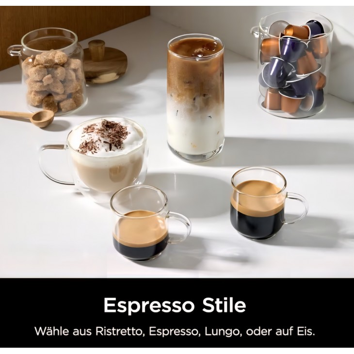 Espressor Ninja Prestige CFN802EU 2 în 1, pentru cafea măcinată și capsule, cu spumator de lapte integrat, pentru Latte, Flat White și cafea rece, negru, termen livrare 7-8 zile