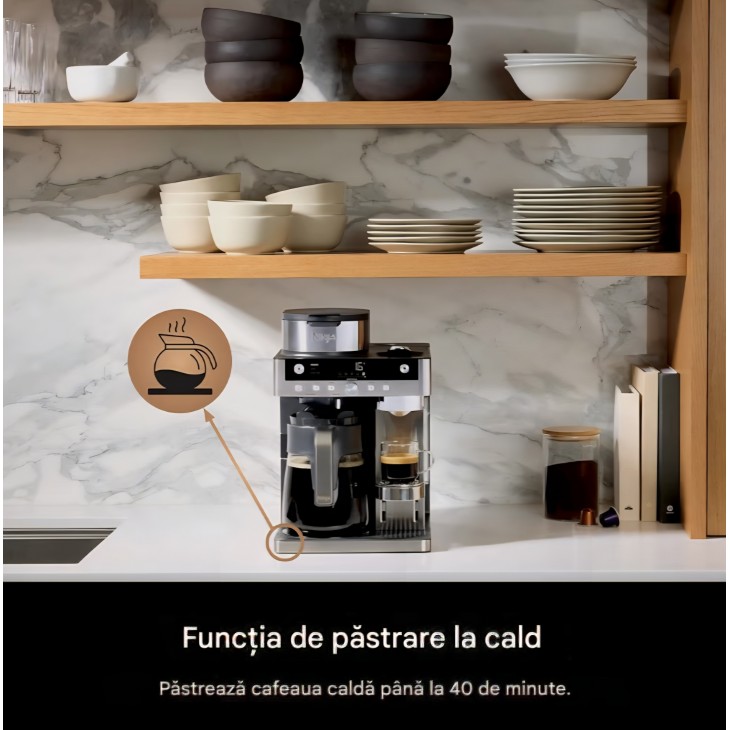 Espressor Ninja Prestige CFN802EU 2 în 1, pentru cafea măcinată și capsule, cu spumator de lapte integrat, pentru Latte, Flat White și cafea rece, negru, termen livrare 7-8 zile