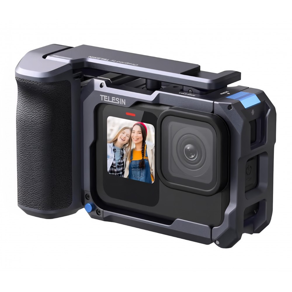 Kit de prindere TELESIN Street Grip pentru GoPro 9–13, carcasă tip „rabbit cage” din aliaj de aluminiu, grip, livrare 7-8 zile