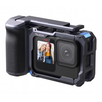 Kit de prindere TELESIN Street Grip pentru GoPro 9–13, carcasă tip „rabbit cage” din aliaj de aluminiu, grip, livrare 7-8 zile