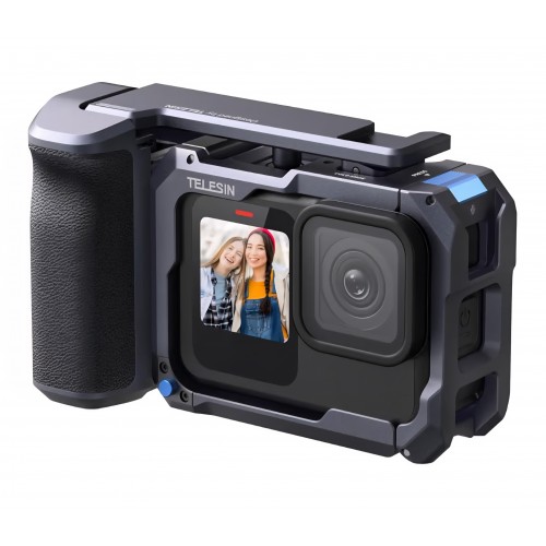 Kit de prindere TELESIN Street Grip pentru GoPro 9–13, carcasă tip „rabbit cage” din aliaj de aluminiu, grip, livrare 7-8 zile