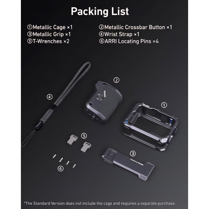 Kit de prindere TELESIN Street Grip pentru GoPro 9–13, carcasă tip „rabbit cage” din aliaj de aluminiu, grip, livrare 7-8 zile