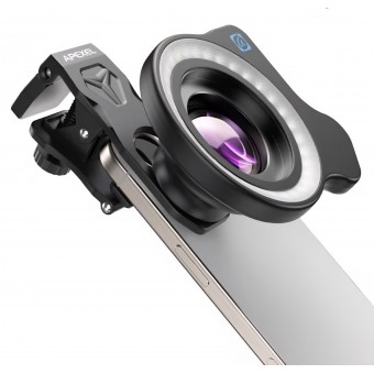 Obiectiv macro APEXEL 100X Ultra pentru smartphone, cu lumină LED circulară integrată, compatibil iPhone, Samsung, Pixel și alte telefoane, livrare 7-8 zile