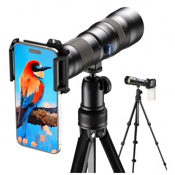 Teleobiectiv APEXEL, zoom 20–60x pentru smartphone, zoom profesional reglabil, fotografiere la distanță mare, compatibil cu Samsung, Apple, Huawei, livrare 7-8 zile