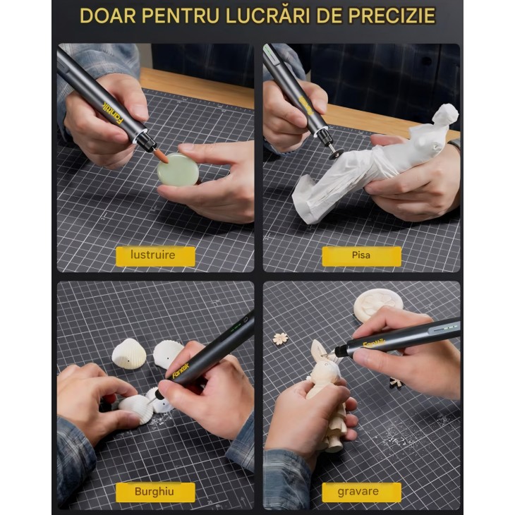 Mini unealtă multifuncțională fără fir Fanttik F2 Master, 25.000 RPM, 5 viteze, 35 accesorii, pentru gravare, găurire, șlefuire și modelare