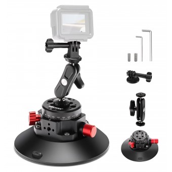 Suport cu ventuză,NEEWER N-10, baza 6 inch, pentru cameră auto, cu braț magic și cap cu bilă, montare pe parbriz, compatibil camere de acțiune și telefoane